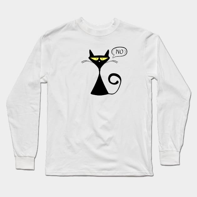 black cat says no Long Sleeve T-Shirt by A tone for life